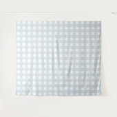 Dusty Blue & White Gingham Check Tapestry Wandkleed (Voorkant (horizontaal))