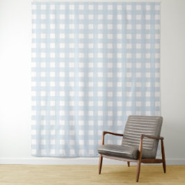 Dusty Blue & White Gingham Check Tapestry Wandkleed