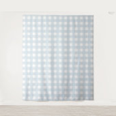 Dusty Blue & White Gingham Check Tapestry Wandkleed (Voorkant)