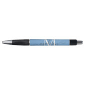 Dusty Blue White Grey Monogram Script Naam Stijlvo Pen (Voorkant)