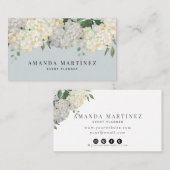 Dusty Blue & White Hydrangea Social Media Visitekaartje (Voorkant / Achterkant)