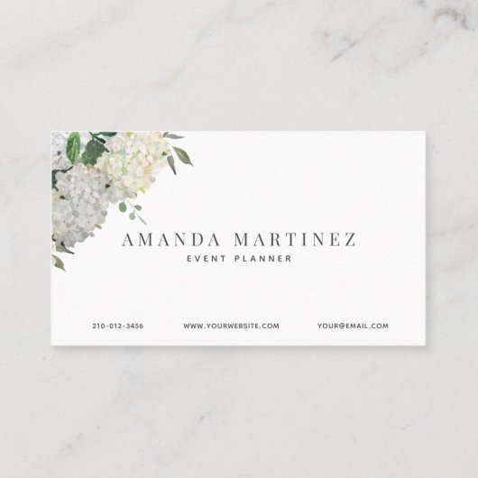 Dusty Blue & White Hydrangea Visitekaartje (Achterkant)