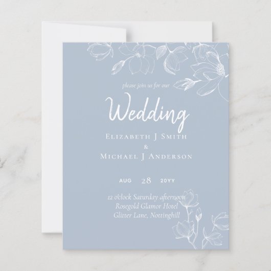 Dusty Blue White Magnolias Wedding (Voorkant)