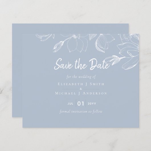 Dusty Blue White Magnolias Wedding (Voorkant / Achterkant)