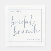 Dusty Blue & White Minimalist Script Bruids Brunch Servet (Voorkant)