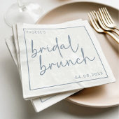 Dusty Blue & White Minimalist Script Bruids Brunch Servet