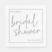 Dusty Blue & White Minimalist Script Vrijgezellenf Servet (Voorkant)