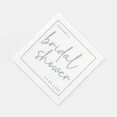 Dusty Blue & White Minimalist Script Vrijgezellenf Servet (Hoek)