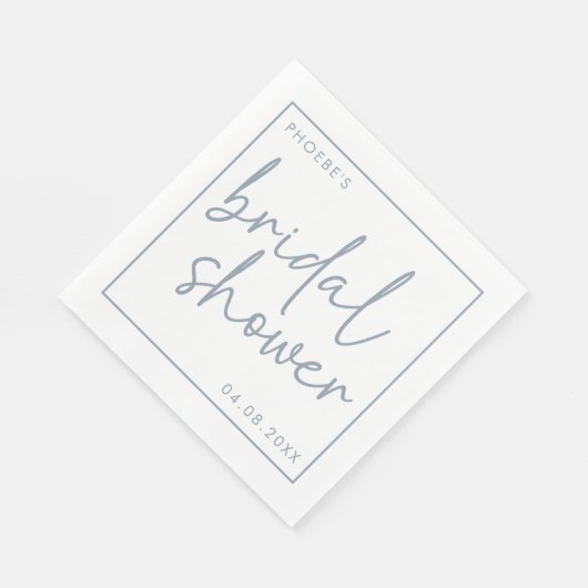 Dusty Blue & White Minimalist Script Vrijgezellenf Servet (Hoek)