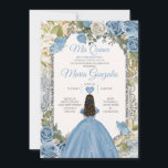 Dusty Blue & White Mis Quince 15 Anos Zilveren Kro Kaart<br><div class="desc">Quinceañera Dusty Blue & White Silver Crown uitnodiging Mis Quince 15 Anos,  16e verjaardag, </div>