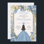 Dusty Blue & White Mis Quince 15 Anos Zilveren Kro Kaart<br><div class="desc">Quinceañera Dusty Blue & White Silver Crown uitnodiging Mis Quince 15 Anos,  16e verjaardag, </div>