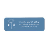 Dusty Blue White Monogram Floral Accent Address Etiket (Voorkant)
