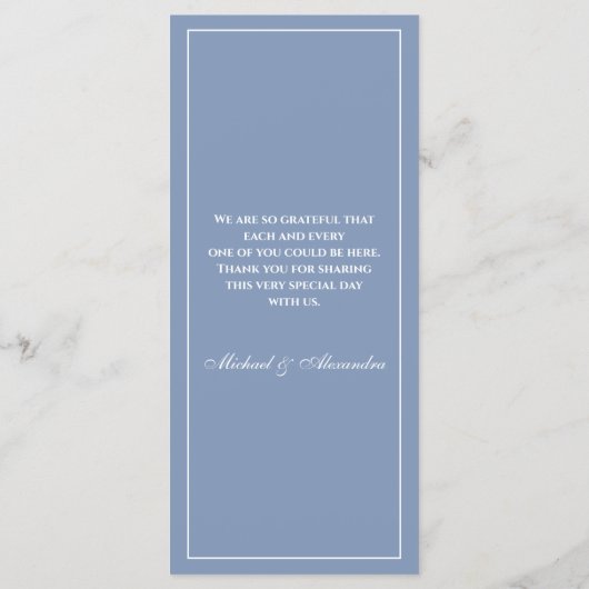 Dusty Blue White Monogram Modern Wedding Menu (Achterkant)