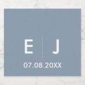 Dusty Blue & White Monogram Weddenschap Likeurfles Etiket (Enkel label)