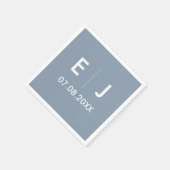 Dusty Blue & White Monogram Weddenschap Servet (Hoek)