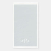 Dusty Blue White Monogram Weddenschap Servet (Voorkant)