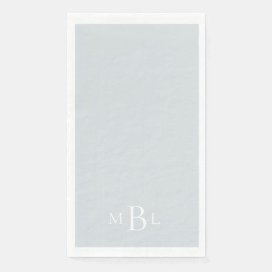Dusty Blue White Monogram Weddenschap Servet (Voorkant)