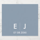 Dusty Blue & White Monogram Weddenschap Sparkling Wijnetiket (Enkel label)