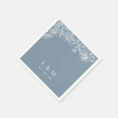 Dusty Blue White Monogram Wedding Napkins Servet (Hoek)
