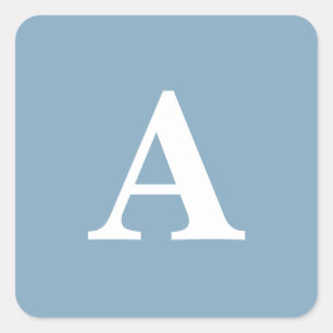 Dusty Blue White Monogrammen Simple Vrijgezellenfe Vierkante Sticker