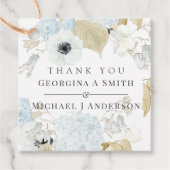 Dusty Blue White Navy Anemone BUDGET Weddenschap Bedankjes Labels (Voorkant)