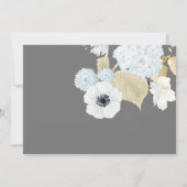 Dusty Blue White Navy Anemone BUDGET Weddenschap Bedankkaart (Achterkant)