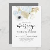 Dusty Blue White Navy Anemone BUDGET Weddenschap Kaart (Voorkant / Achterkant)