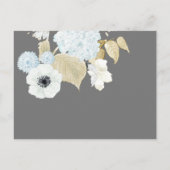 Dusty Blue White Navy Anemone BUDGET Weddenschap Uitnodiging Briefkaart (Achterkant)