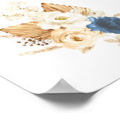 Dusty Blue White Peach Rozen Weddenschap Welkomstt Poster (Hoek)