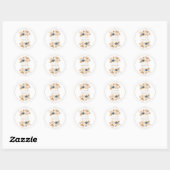 Dusty Blue White Peach Rozen Wedding Ronde Sticker (Vel)