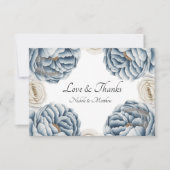 Dusty Blue & White Peony Wedding Bedankkaart (Voorkant)