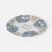 Dusty Blue & White Peony Wedding Papieren Bordje (Gekanteld)