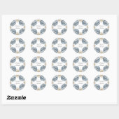Dusty Blue & White Peony Wedding Ronde Sticker (Vel)