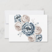 Dusty Blue & White Peony Wedding RSVP Kaartje (Achterkant)