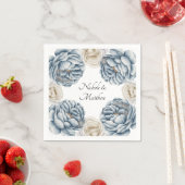 Dusty Blue & White Peony Wedding Servet (Insitu)