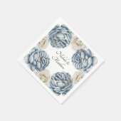 Dusty Blue & White Peony Wedding Servet (Hoek)