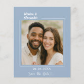 Dusty blue white photo wedding Save the Date Flyer (Voorkant)