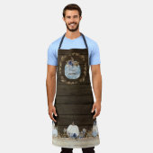 Dusty Blue White Pumpkin Waterverf Floral Wood Schort (Gedragen)