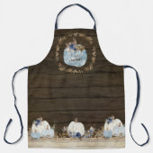 Dusty Blue White Pumpkin Waterverf Floral Wood Schort (Voorkant)