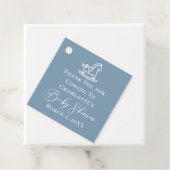 Dusty Blue White Rocking Horse Baby shower Bedankjes Labels (In situ)