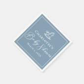 Dusty Blue White Rocking Horse Baby shower Servet (Hoek)