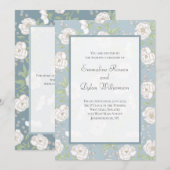 Dusty Blue White Rose Wedding Kaart (Voorkant / Achterkant)