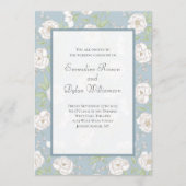 Dusty Blue White Rose Wedding Kaart (Voorkant)
