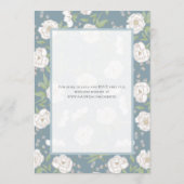 Dusty Blue White Rose Wedding Photo Save the Date Kaart (Achterkant)