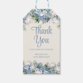 Dusty Blue White Roses 50ste verjaardag Cadeaulabel