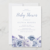 Dusty Blue & White Roses Baby shower Kaart (Voorkant)