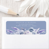 Dusty Blue & White Roses Wedding Retouradres Etiket (Insitu)