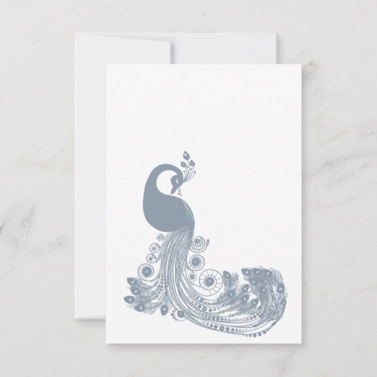 Dusty blue white royal peacock elegant RSVP Kaart (Achterkant)