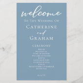 Dusty Blue White Script Coastal Wedding Program (Voorkant)