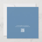 Dusty Blue White Script QR-code Bewaar de datum Kaart (Achterkant)